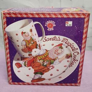 Vintage Santa's Magical Cookies plate and mug